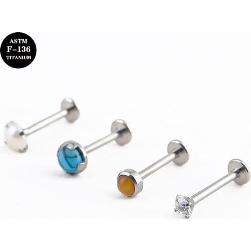 16G Implant Grade Titanium ASTM F136 Internal Thread ScrewTurquoise Pearl Labret Cartilage Helix Ear Piercing Body Jewelry