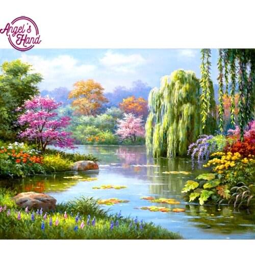 5D DIY diamond embroidery Sunrise landscape diamond painting Cross Stitch full drill Rhinestone mosaic home decoration gift