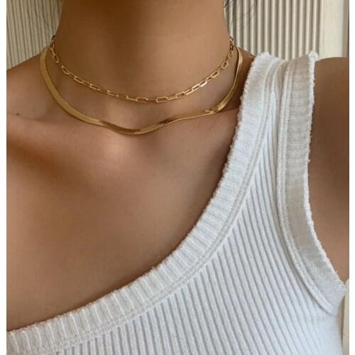 Classic basic chain choker 3mm snake chain choker necklace for women simple jewelry wholesale