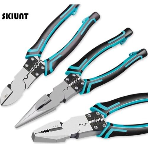 SKIUNT Multitool 7/8 Inch Combination Pliers Wire Stripper Crimper Long Nose Pliers Cutting Crimping Tool Electrican Hand Tools