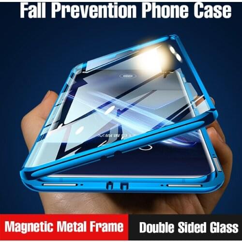 Mobile phone magnetic metal case double-sided glass shell Huawei honor mate 30 20 Lite P40 P30 P20 Pro 8x 9x Y9 P smart Z 2019