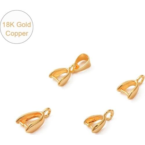 18K Gold Plated 4x10mm 2Pcs Copper Clips Pendant Clasp Connectors For Jewelry Making DIY Finding Necklace Accessories Supplies
