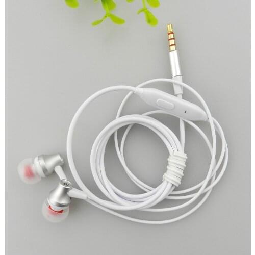 Mobile phone line control universal 3.5MM earphones Metal belt wheat K song game earplugs
