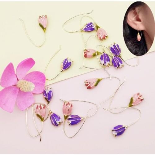 Fashion Flower Earrings Korean Metal Enamel Earrings For Women Female Trendy Drop Earrings 2021 Trend New Jewelry