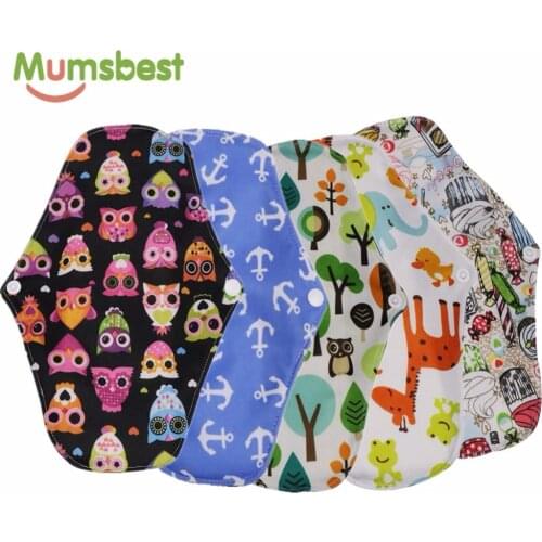 [Mumsbest] 5PCS Bamboo Charcoal Cloth Maternity Pads Menstrual Napkin Washable washable Sanitary Napkins Reusable Menstrual Pads