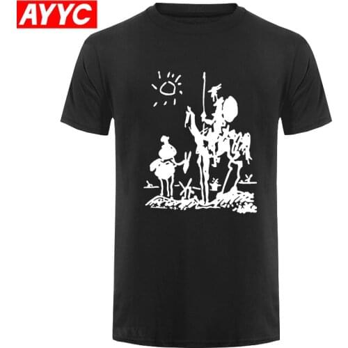 Picasso art painting men short sleeve t shirt 100% cotton tee tshirt funny Don Quixote knight top women homme