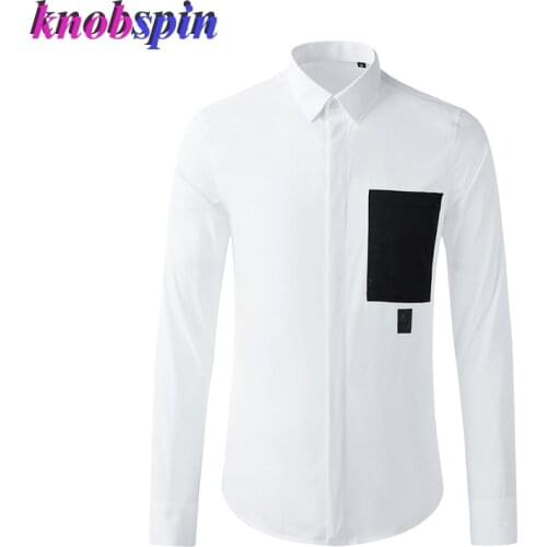 Plus Size 3XL Cotton Shirt Men Fashion Turn-over Collar Long Sleeve Slim Camisas masculina Brand Business male Dress Shirts New