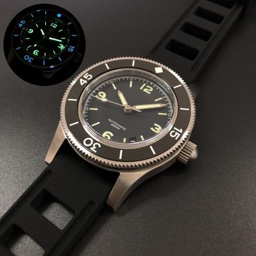 Men automatic wrist watch,STEELDIVE diver mens sport wrist watches 300m waterproof mechanical wristwatch Switzerland C3 luminous