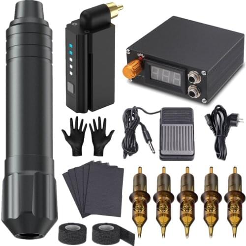 New rechargeable battery tattoo machine set professional wireless power supply motor tattoo pen full set of tattoo equipment