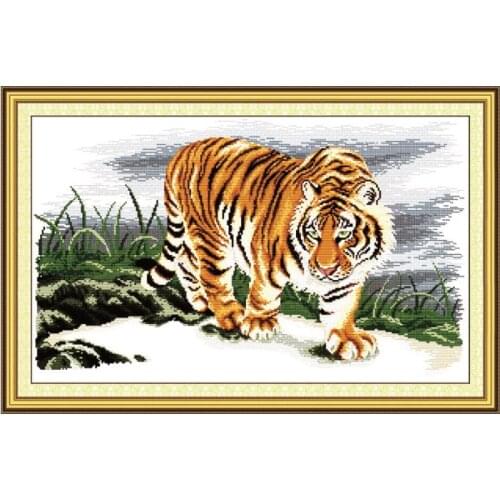 Joy Sunday Tiger Cross Stitch Kit, Animal King Tiger Pattern Handmade Sewing Kit China Special Sewing Embroidery