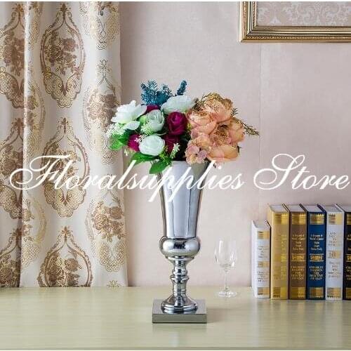 43CM Tabletop Vase Metal Wedding Flower Vase Table Centerpiece For Mariage Metal Flowers Vases For Wedding Decoration