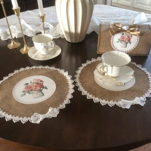 Dining Table Cushion Suede Fabric American Placemat Thermal Shielded Table Mat Cloth Cushion Vase Mat Bowl Coaster Cup Coaster