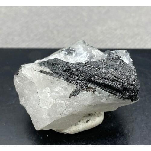 Rare Natural Black tourmaline Quartz Crystal Mineral Specimen Healing 69