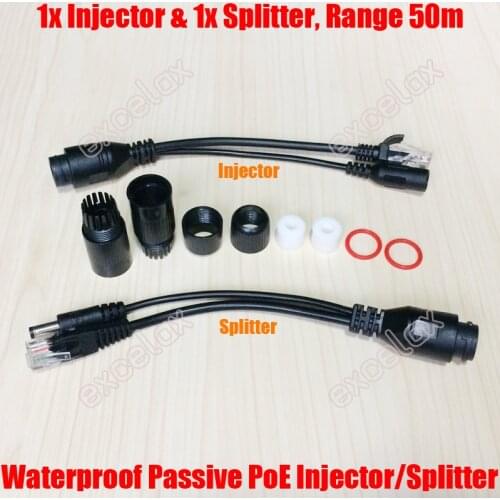 RJ45 PoE Injector & Splitter Separator Connector Cable Power Supply Over Ethernet Outdoor Waterproof for Network IP Camera