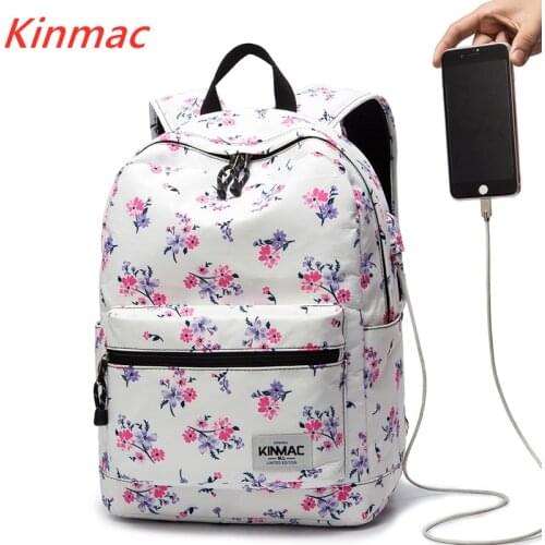 Kinmac Brand Backpack Laptop Bag15",15.6 Inch,Pink Flower Shoulder Compute Bag For Macbook 15.4, Business, School, DropShip V162