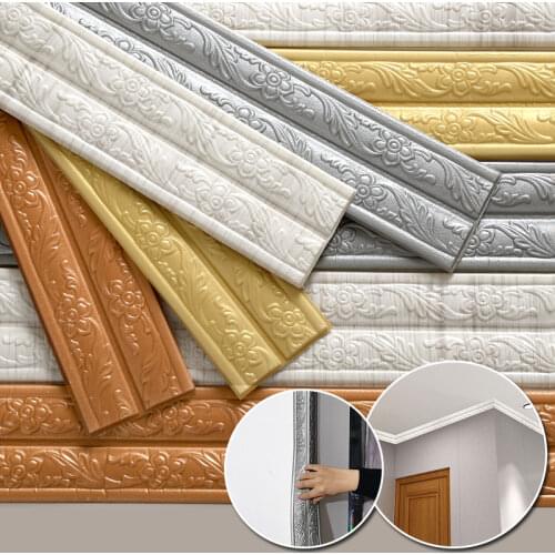 3D Foam Self-adhesive Wall Edge Strip Stickers Waterproof Baseboard Corner Waist Line Sticker Wall Trim Line