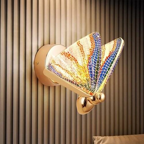Nordic Hot Sale Butterfly Wall lamp Modern Minimalist luxury Staircase Bedside Bedroom Background Aisle Lighting Decoration