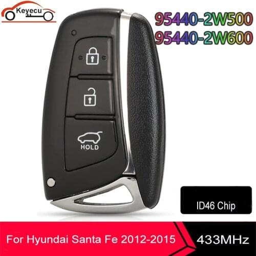 KEYECU Smart Remote Car Key Fob 3 Buttons 433MHz ID46 Chip for Hyundai Santa Fe 2012-2015 FCC ID: 95440 2W500 / 95440 2W600