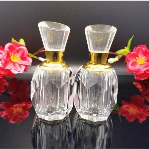 10ml Crystal Refillable Glass Perfume Bottle w/ Gold Neck,Clear Dropper Glass bottle for Handmade Home Decor Lady Wedding Gift
