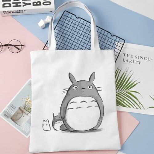 Totoro Shopping Bag Casual Art Cartoon Shopper Bag Jute Bag Handbag Cotton Shopper Shopping Bag 2021 New Shoulder Tote Bag