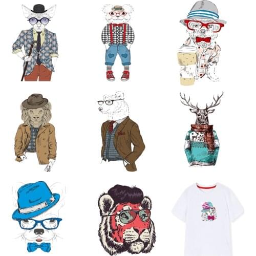 Iron-on Transfers for Clothing Ironing Patches Heat Transfer Stickers Diy Fashion Animals Patch Fusible Vinyl Adhesive Stripe I