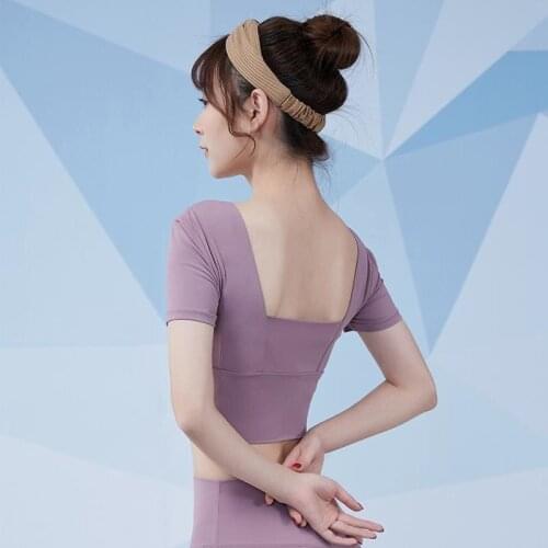 Yoga Crop Top Clothes Womens Elastic Tights Spring Summer Running Training Bra Short Sleeve Sports Mujer Camisetas