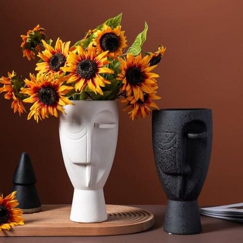 Living Room Decoration Flower Arrangement Abstract Half Face Vases Ceramic Flower Vase Home Decoration Ornaments Birthday Gifts