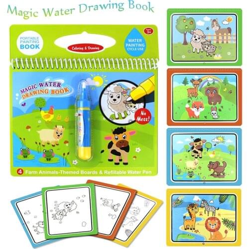 Magic Water Drawing Book and Magic Pen Coloring Book in Drawing Toys Reusable Books Early Learning Toys Educational Toys