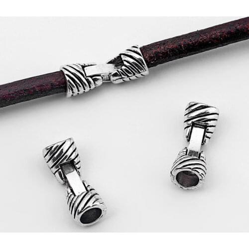 5 Sets Striped Snap Clasp End Caps Bracelet Findings For 5mm Round Leather Cord