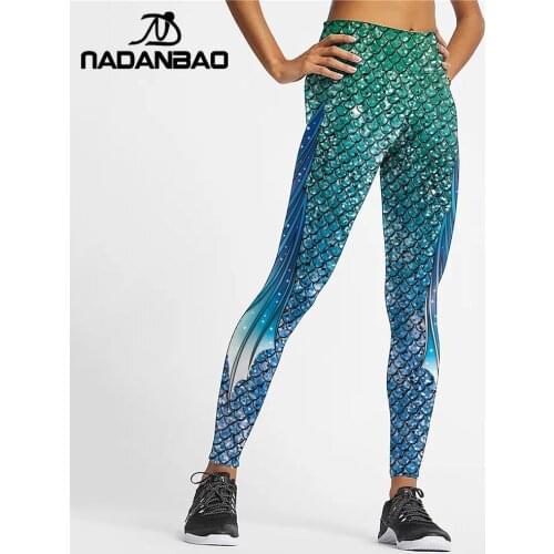 NADANBAO Magic Mermaid Womans Leggings Fish Scale 3D Printed Leggins Fashion Colorful Pants Elastic Slim Legins Workout Pants
