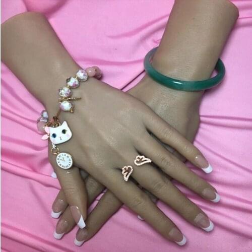 26Cm High quality real hand mannequin body Manicure props jewelry art Dark complexion Halloween Woman finger 1PAIR S4 C730