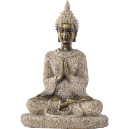 1 Pcs High quality Buddha Statue Nature Sandstone Thailand Buddha Sculpture Hindu Fengshui Figurine Meditation Mini Home Decor