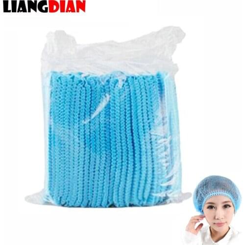 100pcs Disposable Blue Pleated Elastic Mesh Shape Non-woven Sterile Anti Dust Tattoo Hats Caps Hairnet For Semi-permanent Makeup