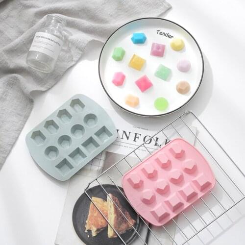 12 Grid Ice Tray Silicon Mould 3 Different Gemstone Kitchen Bakeware Baking Tools for Cakes Pendant Ornaments Cake Decorating