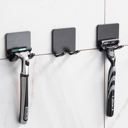 2 Pcs Punch Free Razor Holder Storage Hook Wall Men Shaving Shaver Shelf Bathroom Razor Rack Wall Bathroom Accessories Hanger
