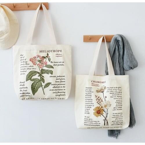 2021 Retro Literary Canvas Bag Womens Shoulder Bag Fashion Cotton Letter Shopping Shopper Ladies Hand Bags Tote Bags for Women