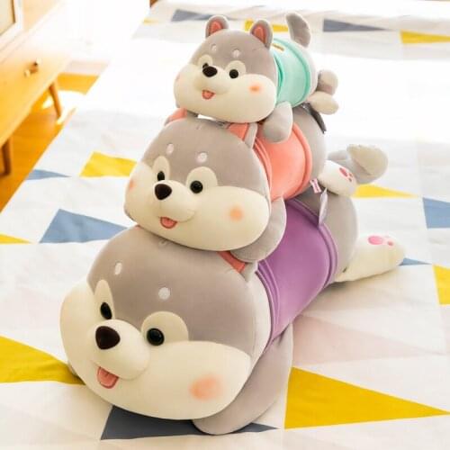 28-60cm Lying Husky Shiba Plush Toys Soft Cartoon Dog Stuffed Plush Pillow Animals for Children Girls Sleeping Christmas Gifts