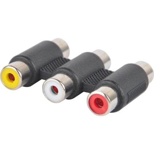 3 RCA Triple AV Audio Video Female To Female Coupler Adapter Joint Connector 2PCS for TV Stereo Equipments