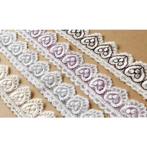 3cm heart shape cotton polyester lace Ribbon Embroidered lace Trim for Sewing clothing/wedding/Decoration/Scrapbooking