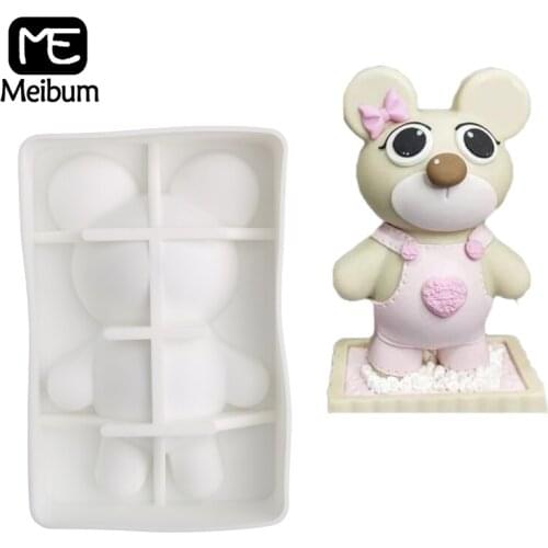 Meibum 3D Cute Bear Design Chocolate Mould Silicone Cake Molds Party Dessert Mousse Pan Kitchen Bakeware Pastry Baking Tools