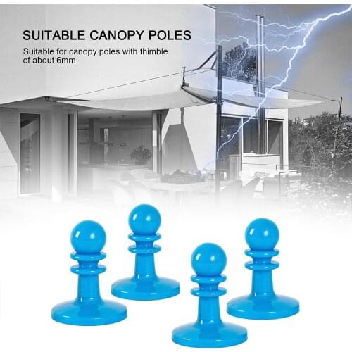 4Pcs Lightning Proof Cap Camping Tent Poles Awning Support Bar Anti-Thunder Protection Outdoor Camping Canopy Pole Cover Hat
