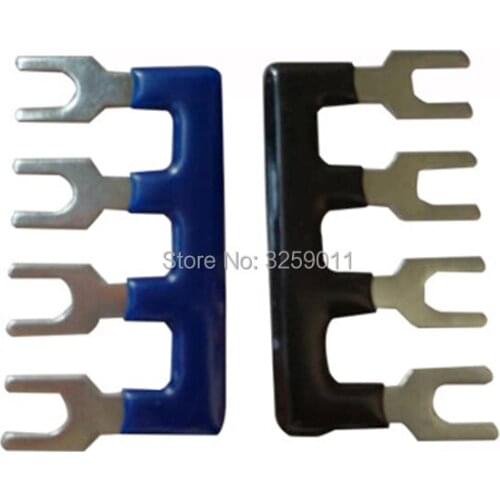 50PCS TB2504 Suyep 4 Positions 25A Wire Connector Pre Insulated Fork Type Barrier Spades Terminal Strip Jumper Block