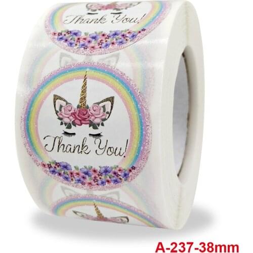 500pcs/roll Unicorn Animal Thank you Cute Pattern 8 Designs School Teacher Supplies Child Sticker 1.5inch Reward Sticker for Kid