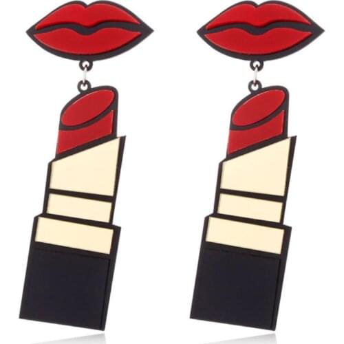 Acrylic Earrings Women Jewelry Lip Lipstick Punk Style Dangle Fashion Long Drop