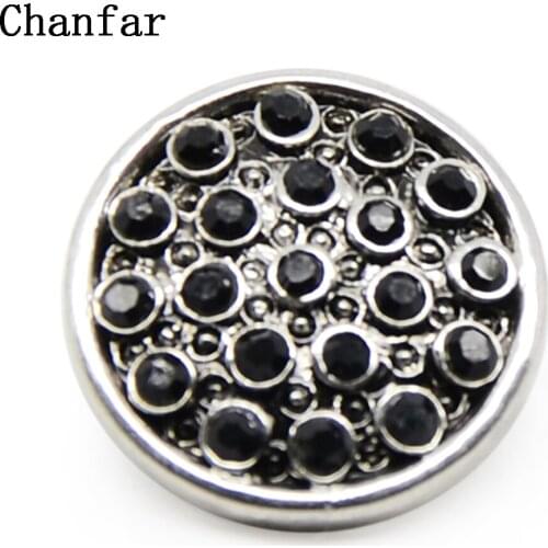 Black Crystal Metal Snap Button Charms Jewelry For Making Jewelry
