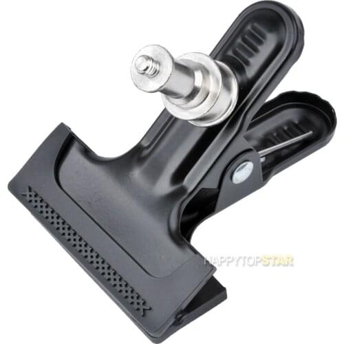 Black Strong Clip Metal Clamp with 1/4" Screw Thread for Flash Speedlite LED DV