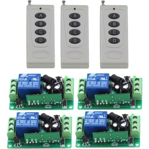 DC9V 12V 24V White RF Switching 3Transmitter& 4 Receiver Wireless Remote Control Switch System Manual Button Limit Switch
