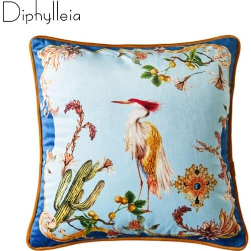 Diphylleia Velvet Pillow Case Decorative Cushion Cover Artistic Retro Flamingo Luxury Sofa Chair Bedding Coussin Free Shipping