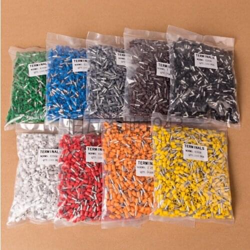 E2508 copper Tube insulating terminals 2.5MM2 Insulated Cable Wire Connector Insulating Crimp Terminal Connector 1000pcs/pack