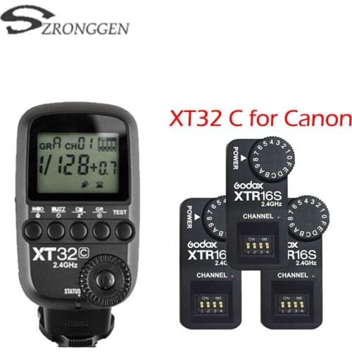 Godox XT32C 2.4G Wireless 1/8000 s Flash Trigger + 2X XTR-16S for Canon/GODOX V850/V860/V850II/V860C V860N FlashGodox XT32C 2.4G